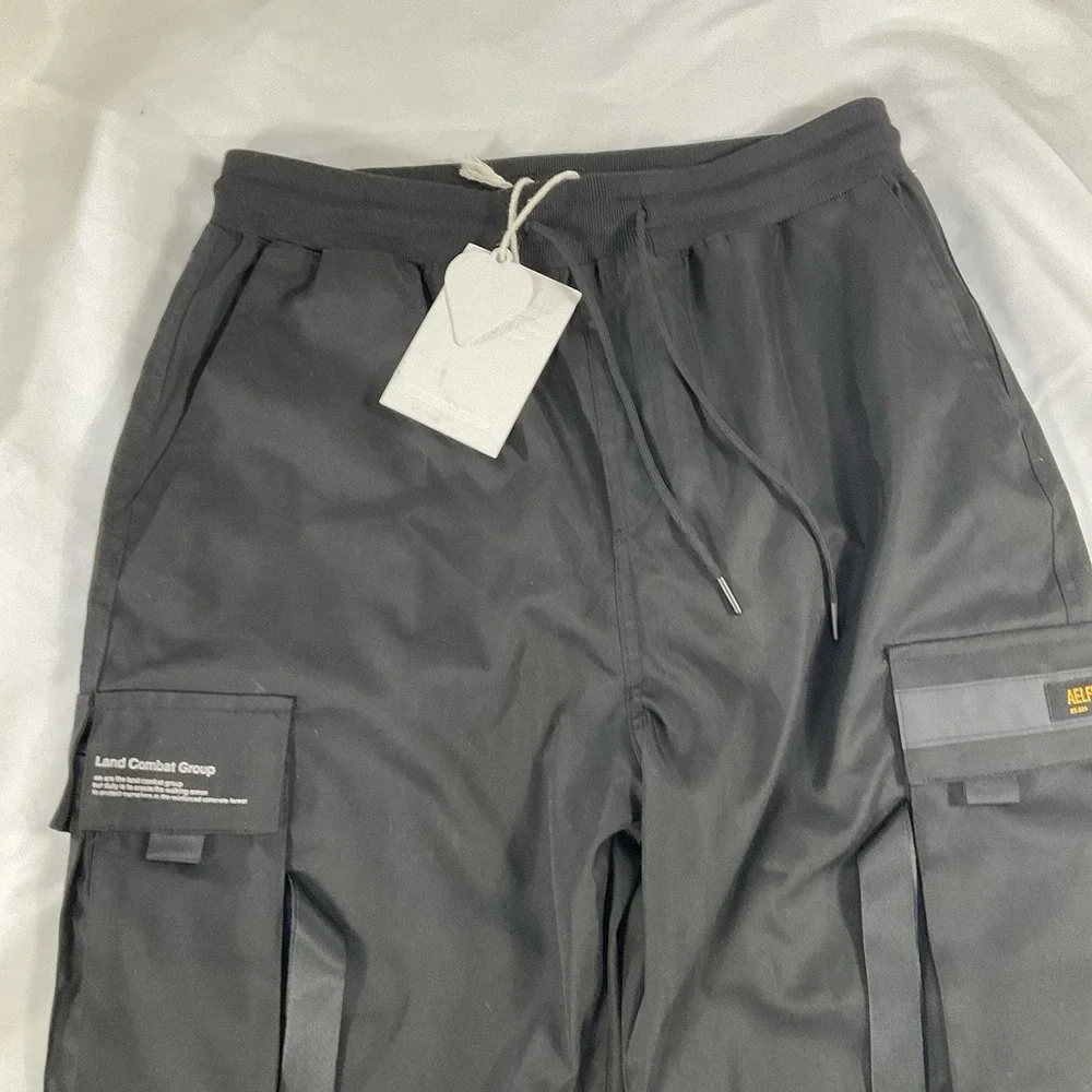 Aelfric Eden Land Combat Group Pants Mens Black Cargo Jogger Straps - Size L 337